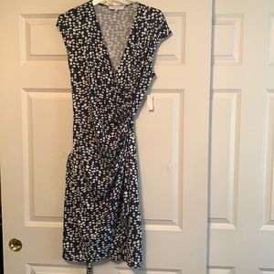 Navy floral pattern wrap dress